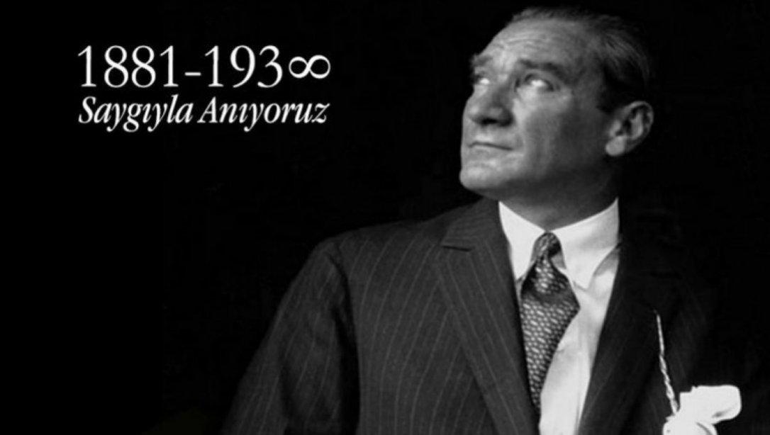 İlçe Milli Eğitim Müdürü  Murat DURGUT'un 10 Kasım Atatürk'ü Anma Günü Mesajı